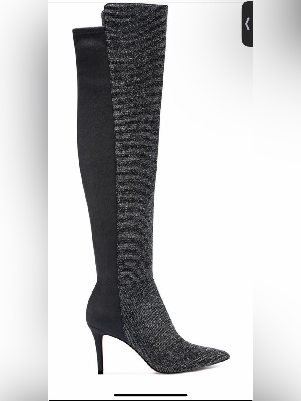 Jessica Simpson Amriena Metallic Gliter Grey Over-the-Knee Stiletto boots - Picture 2 of 9